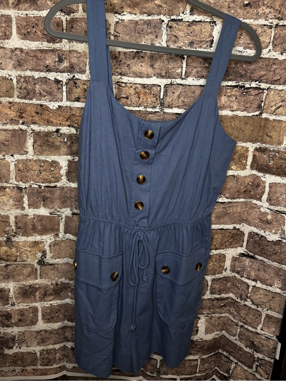 mine Navy Button-Front Sleeveless Dress